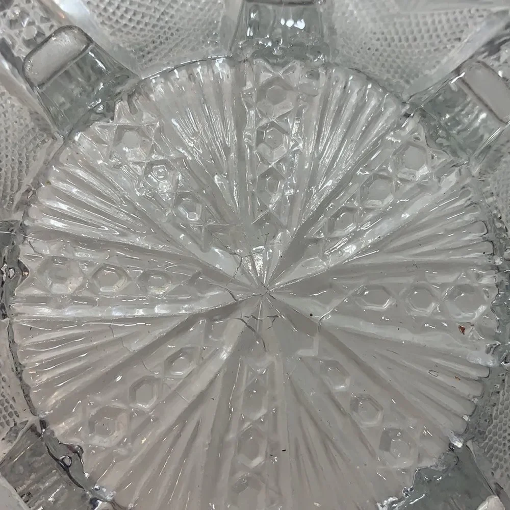 American Brilliant Period Vintage Scalloped Edge Cut Glass Crystal Serving Dish